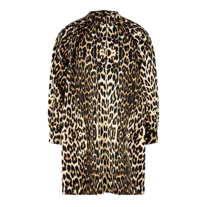 Brown-Black - Front - Biba Girls Leopard Print Balloon Sleeve Dress