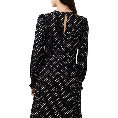 Black - Back - Finery Womens-Ladies Kimmy Polka Dot Crew Neck Long-Sleeved Midi Dress