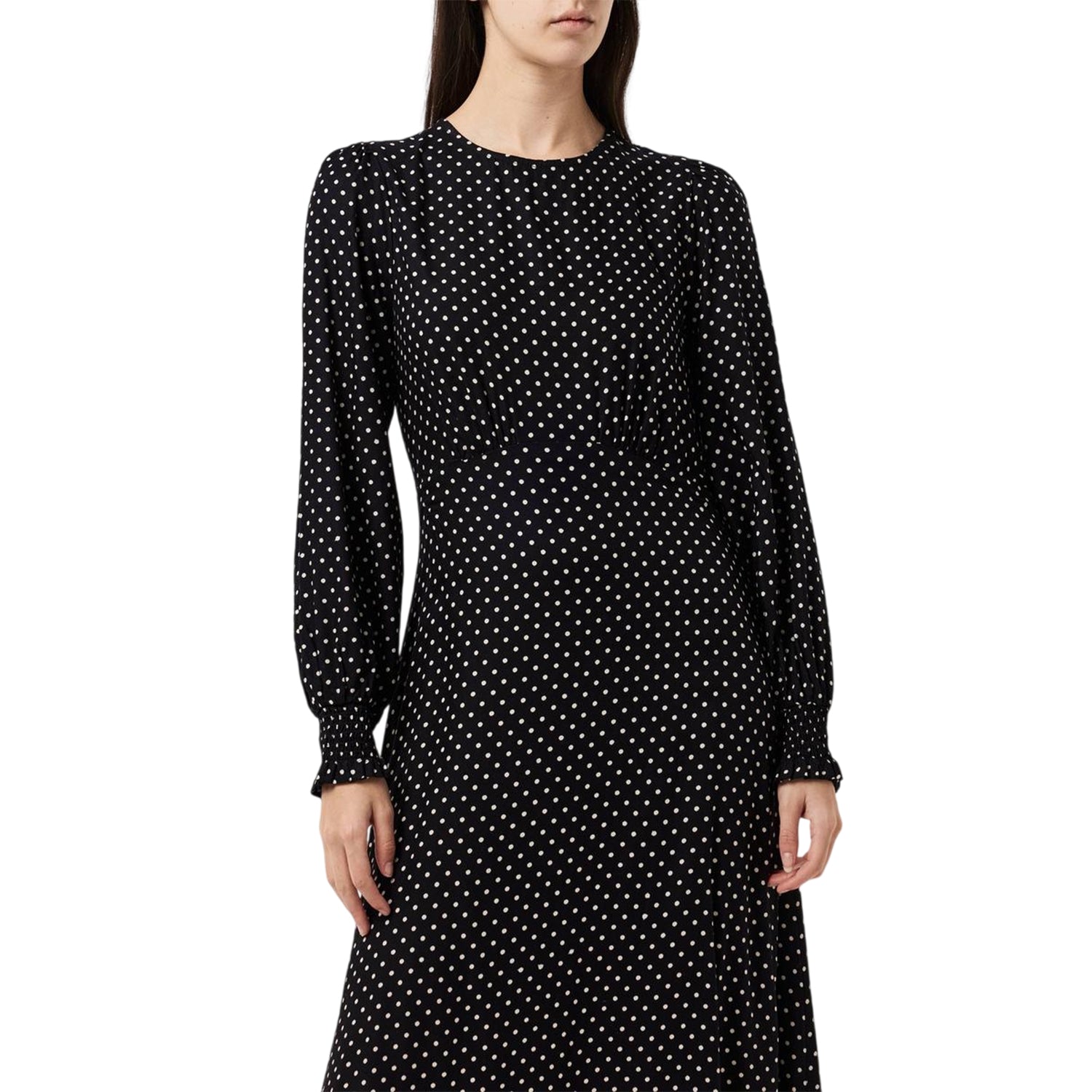 Black - Side - Finery Womens-Ladies Kimmy Polka Dot Crew Neck Long-Sleeved Midi Dress