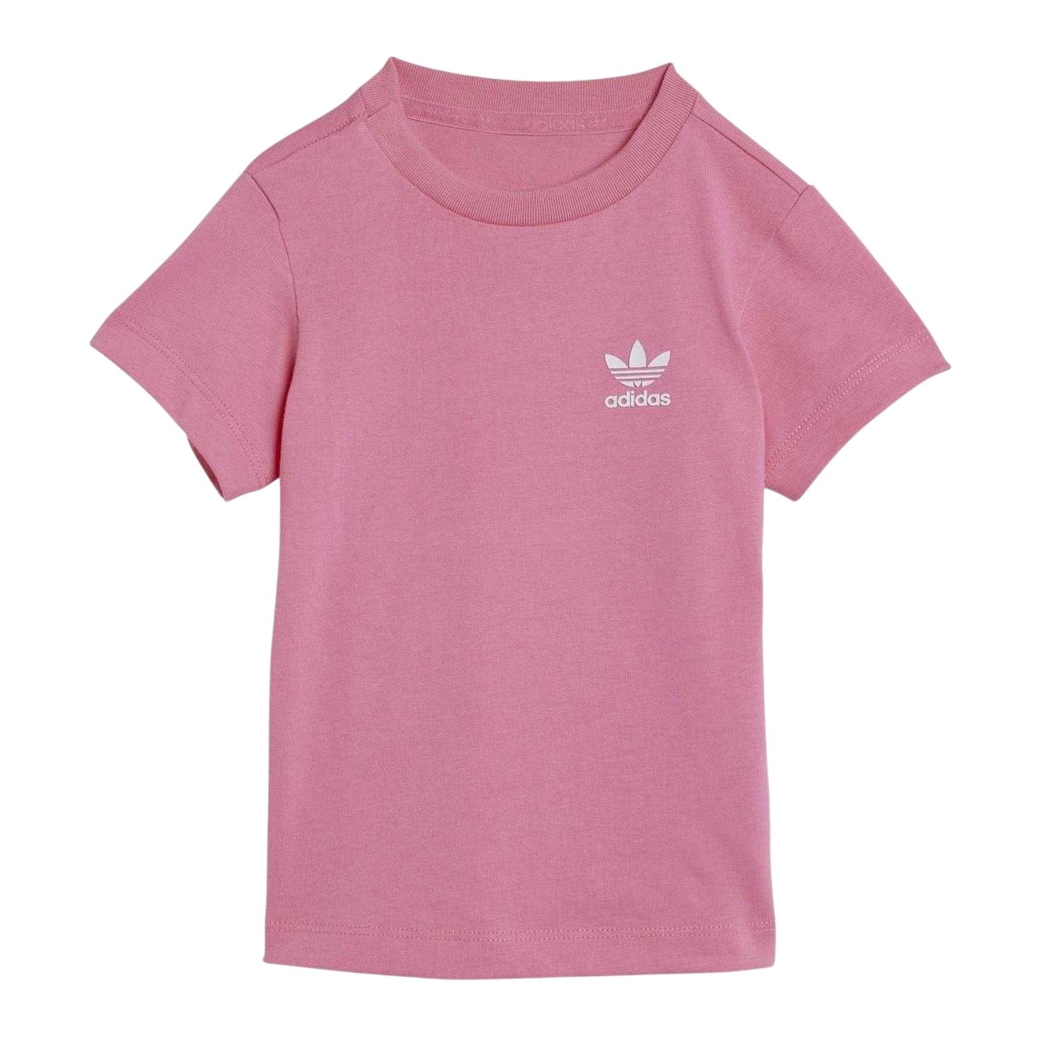 Pink - Side - Adidas Baby Logo Cycling T-Shirt & Shorts Set