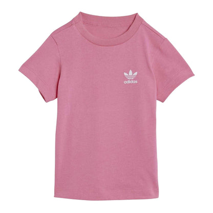 Pink - Side - Adidas Baby Logo Cycling T-Shirt & Shorts Set