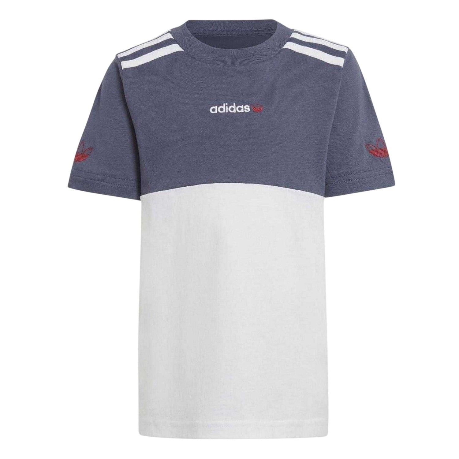 Navy-White - Side - Adidas Childrens-Kids Colour Block T-Shirt & Shorts Set