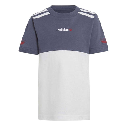 Navy-White - Side - Adidas Childrens-Kids Colour Block T-Shirt & Shorts Set