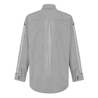 Black - Back - Diesel Mens Striped Cotton Relaxed Fit Shirt