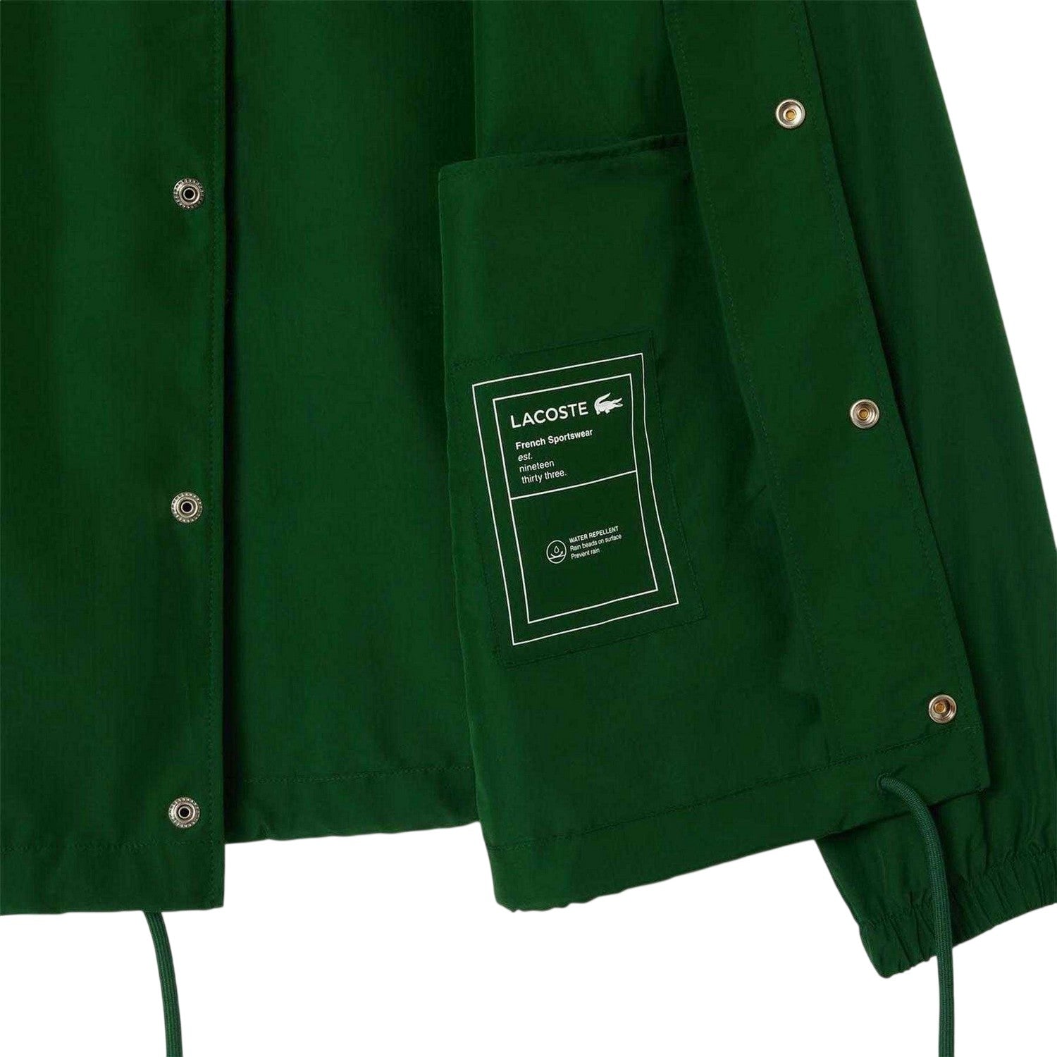 Green - Side - Lacoste Mens Showerproof Coach Jacket