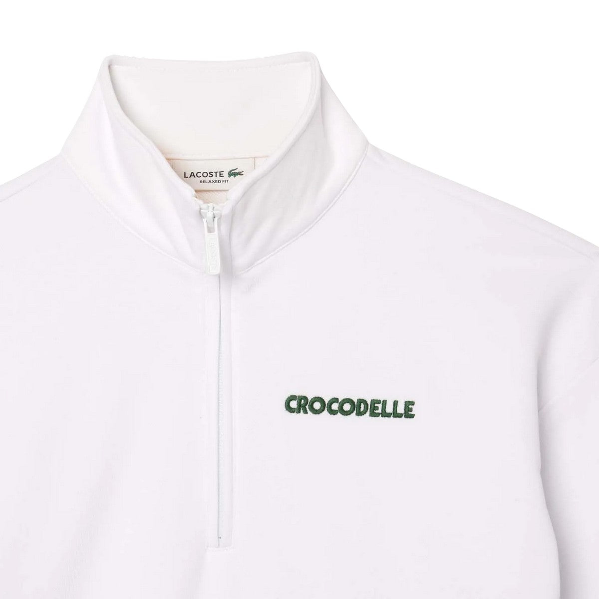 White - Side - Lacoste Womens-Ladies Quarter Zip Relaxed Fit Sweatshirt