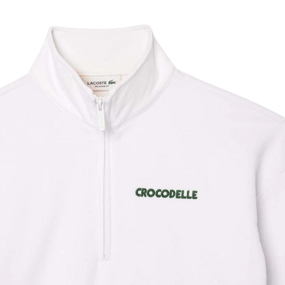 White - Side - Lacoste Womens-Ladies Quarter Zip Relaxed Fit Sweatshirt