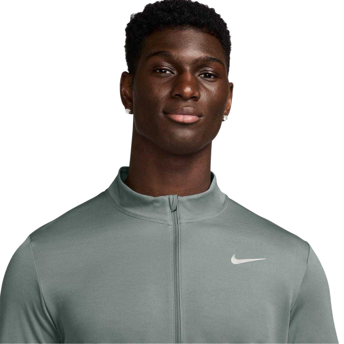 Green Clay - Side - Nike Mens Core Half Zip Long-Sleeved Running Top