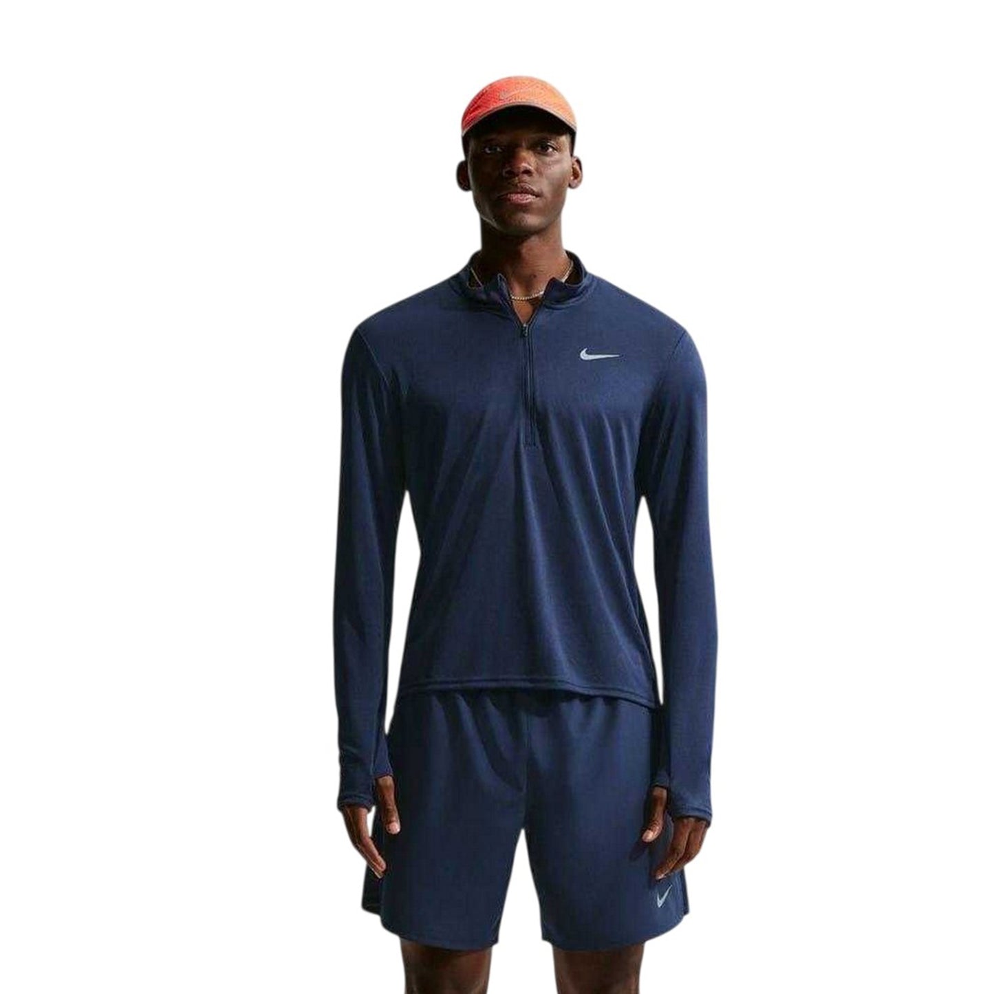 Midnight Navy - Front - Nike Mens Core Half Zip Long-Sleeved Running Top