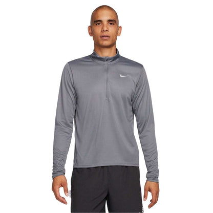 Smoke Grey - Front - Nike Mens Core Half Zip Long-Sleeved Running Top