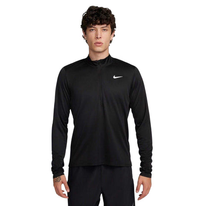 Black - Side - Nike Mens Core Half Zip Long-Sleeved Running Top