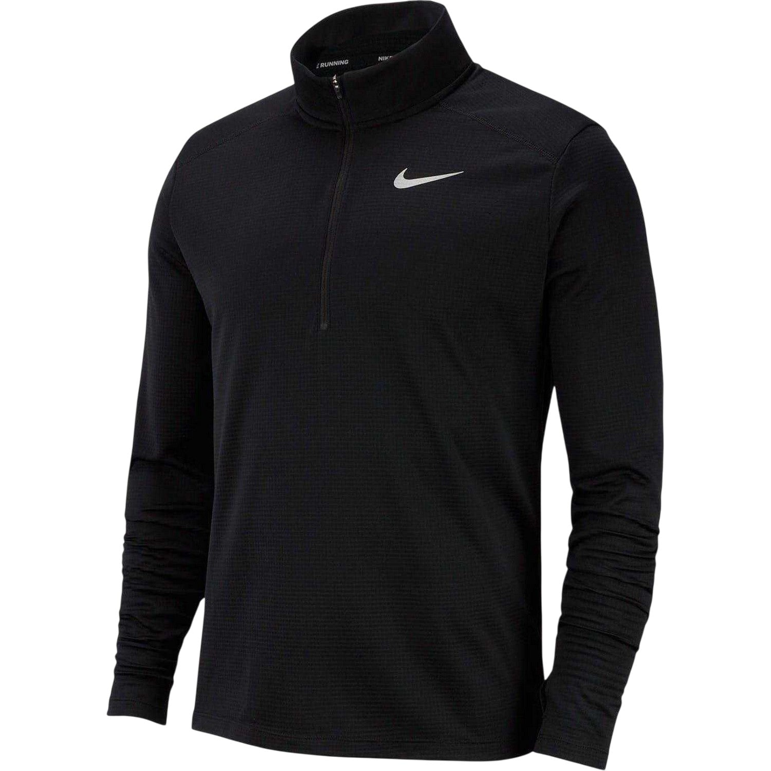 Black - Front - Nike Mens Core Half Zip Long-Sleeved Running Top