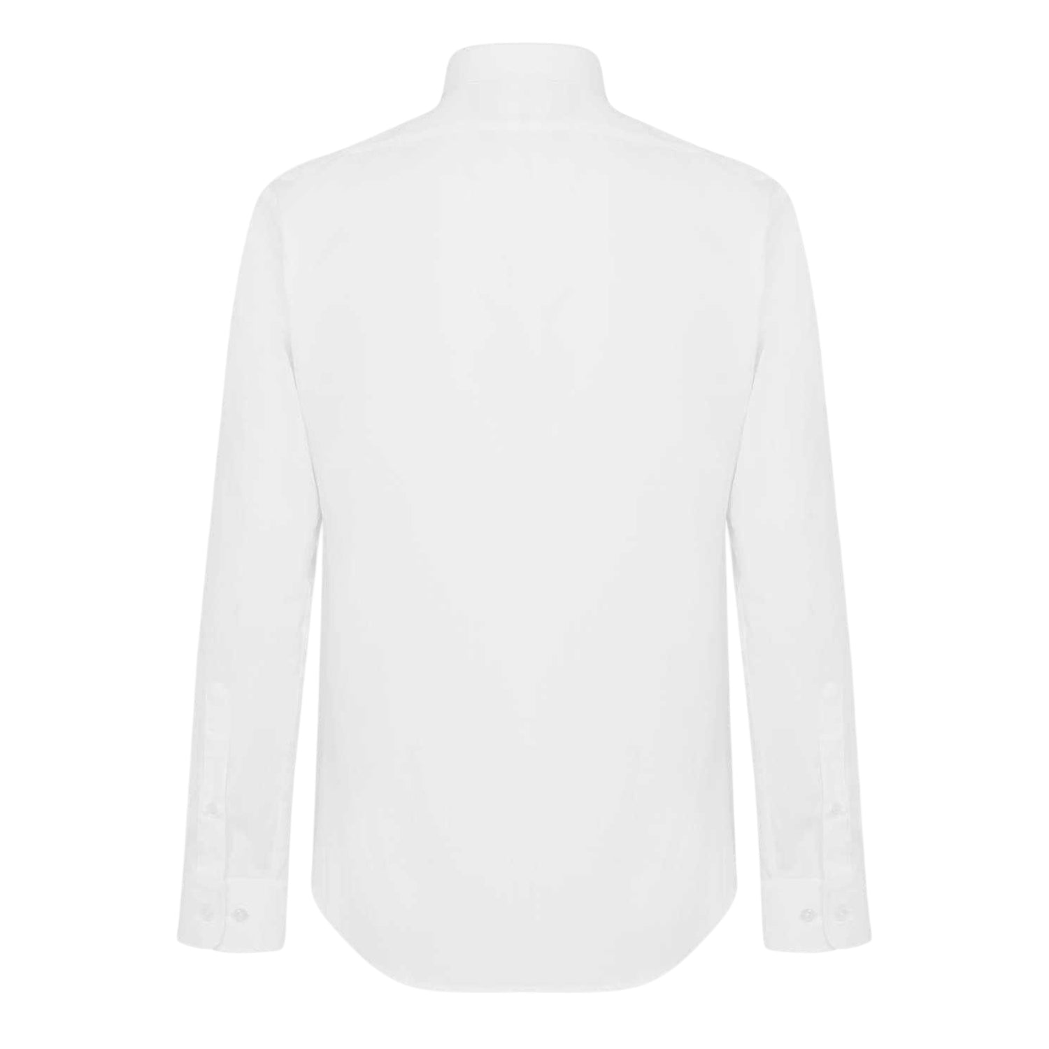 White - Back - Haines and Bonner Mens Poplin Collared Slim Long-Sleeved Shirt