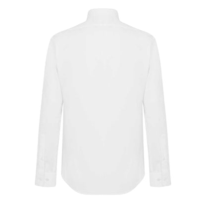 White - Back - Haines and Bonner Mens Poplin Collared Slim Long-Sleeved Shirt
