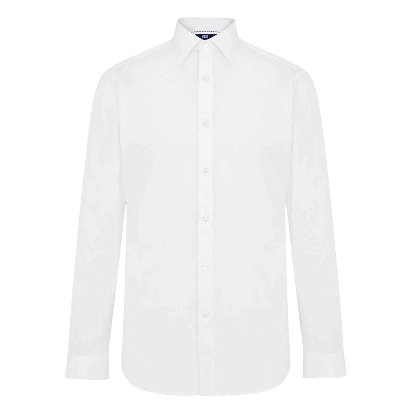 White - Front - Haines and Bonner Mens Poplin Collared Slim Long-Sleeved Shirt