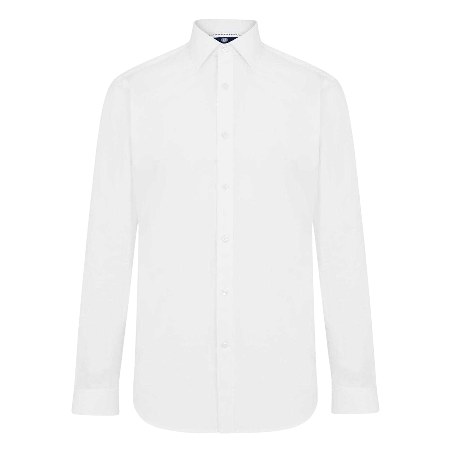 White - Front - Haines and Bonner Mens Poplin Collared Slim Long-Sleeved Shirt