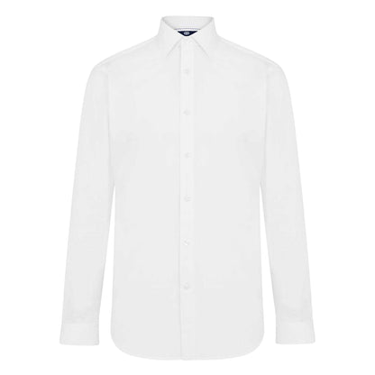 White - Front - Haines and Bonner Mens Poplin Collared Slim Long-Sleeved Shirt