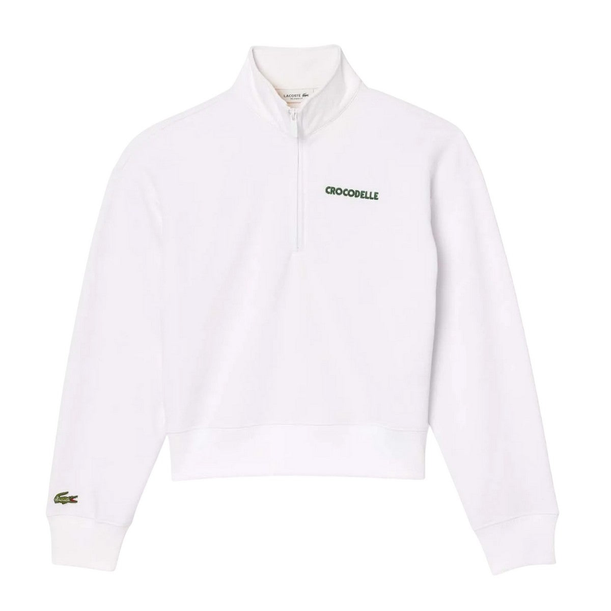 White - Front - Lacoste Womens-Ladies Quarter Zip Relaxed Fit Sweatshirt