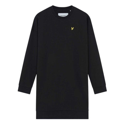 Jet Black - Front - Lyle & Scott Womens-Ladies Logo Long-Sleeved Sweatshirt Dress