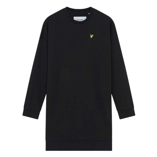 Jet Black - Front - Lyle & Scott Womens-Ladies Logo Long-Sleeved Sweatshirt Dress