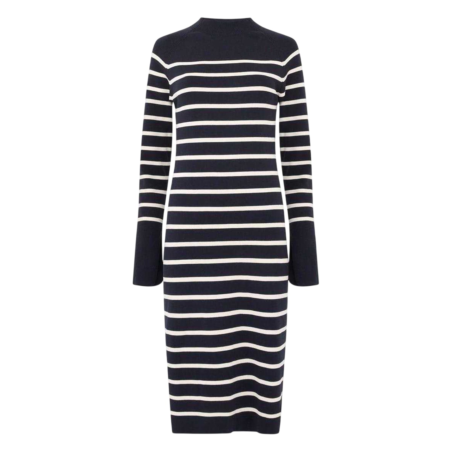 Moonless Night-Cream - Front - French Connection Womens-Ladies Milena Striped Crew Neck Bodycon Dress