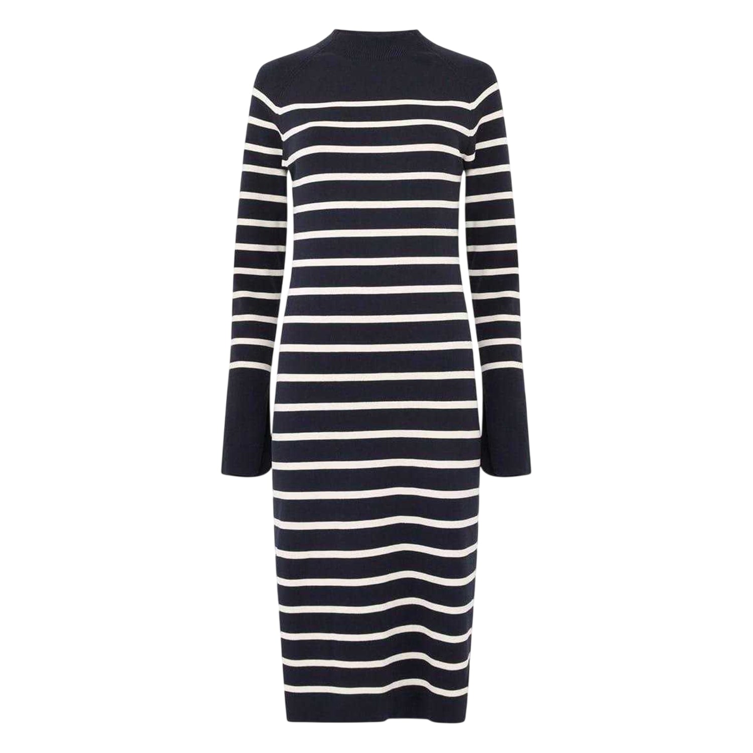 Moonless Night-Cream - Front - French Connection Womens-Ladies Milena Striped Crew Neck Bodycon Dress