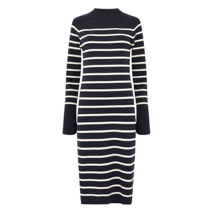 Moonless Night-Cream - Front - French Connection Womens-Ladies Milena Striped Crew Neck Bodycon Dress