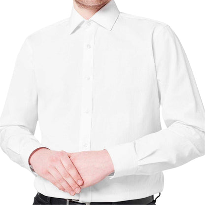 White - Side - Haines and Bonner Mens Poplin Collared Tailored Long-Sleeved Shirt