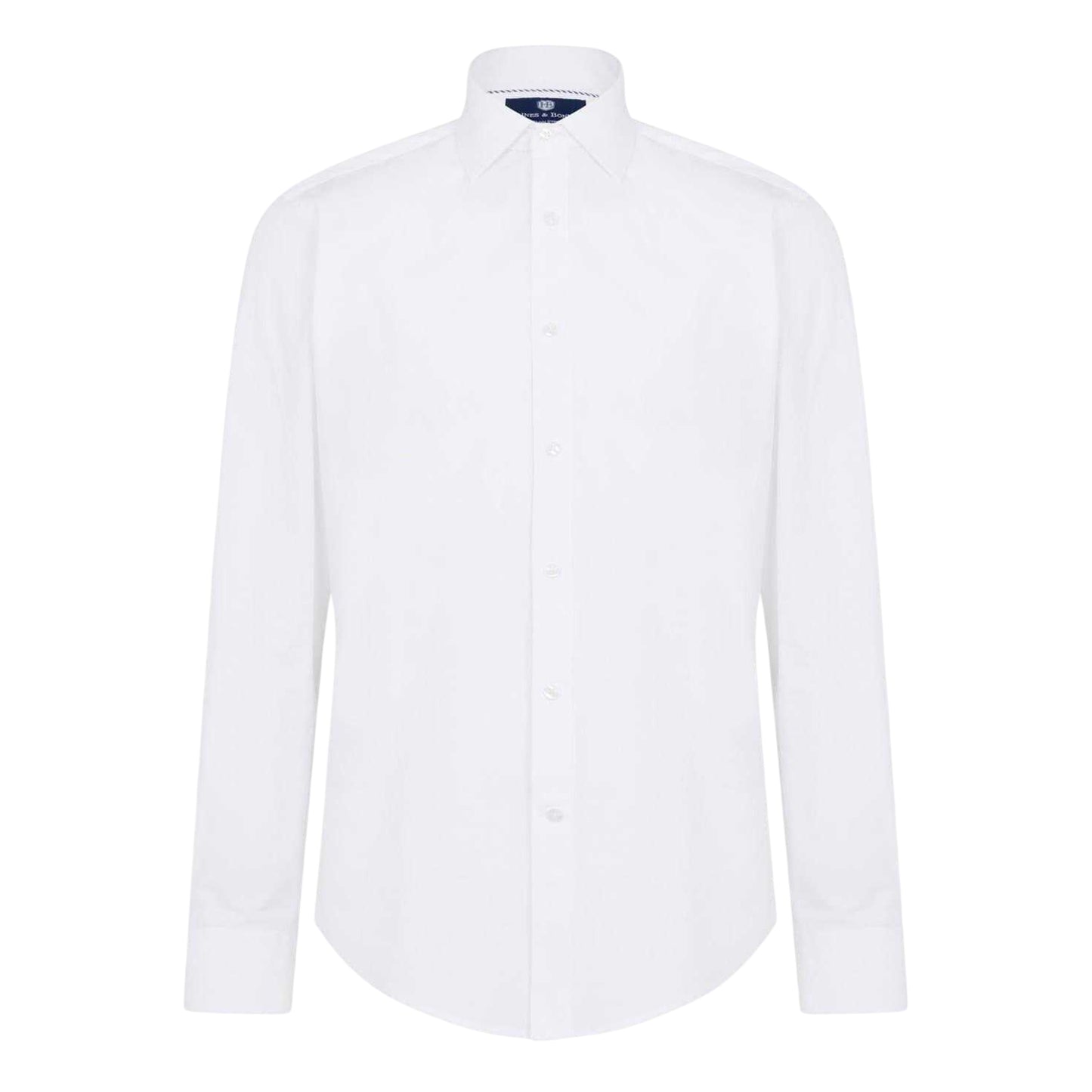White - Front - Haines and Bonner Mens Poplin Collared Tailored Long-Sleeved Shirt