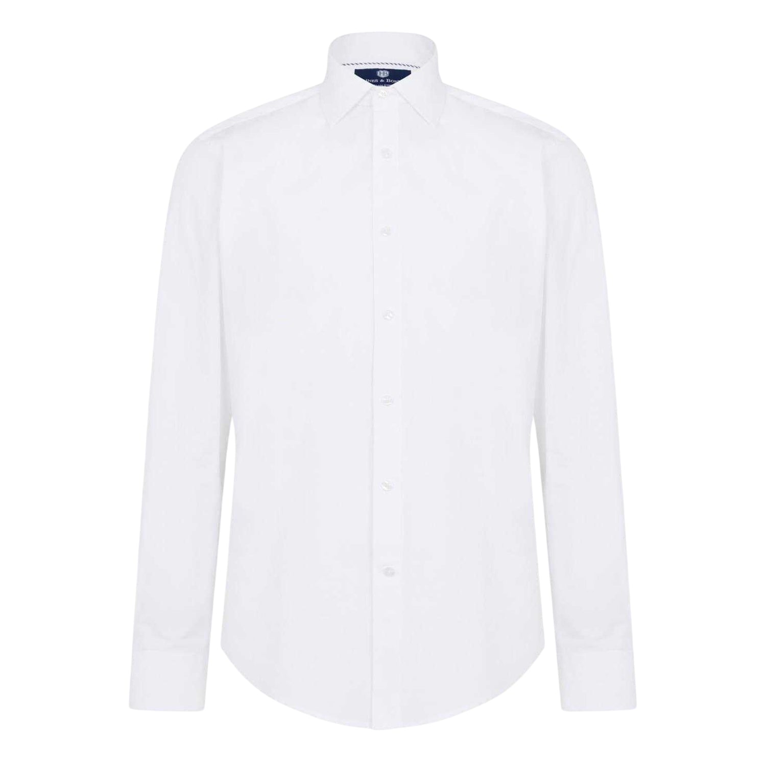 White - Front - Haines and Bonner Mens Poplin Collared Tailored Long-Sleeved Shirt