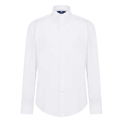 White - Front - Haines and Bonner Mens Poplin Collared Tailored Long-Sleeved Shirt