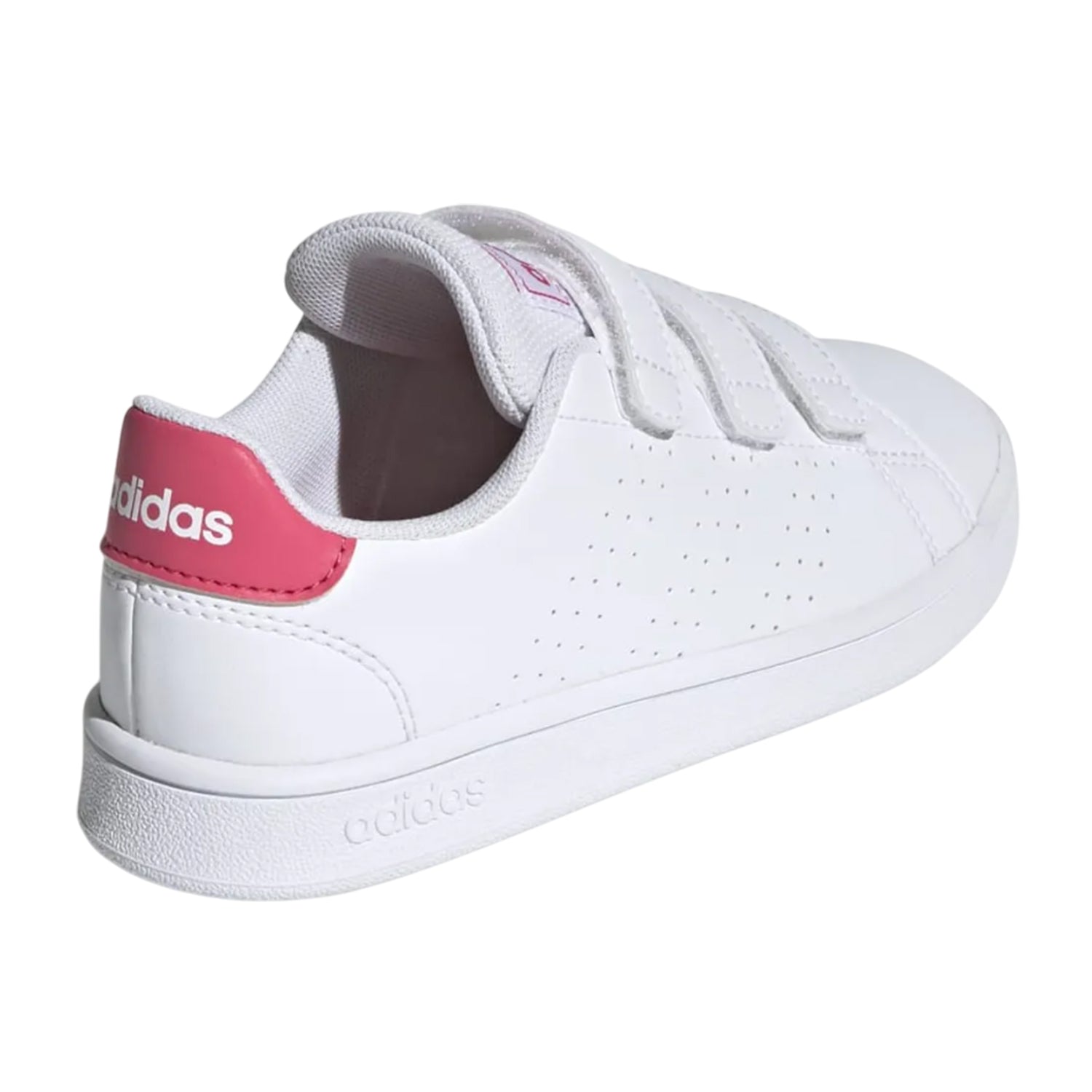 White-Pink - Back - Adidas Childrens-Kids Advantage Trainers