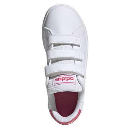 White-Pink - Pack Shot - Adidas Childrens-Kids Advantage Trainers