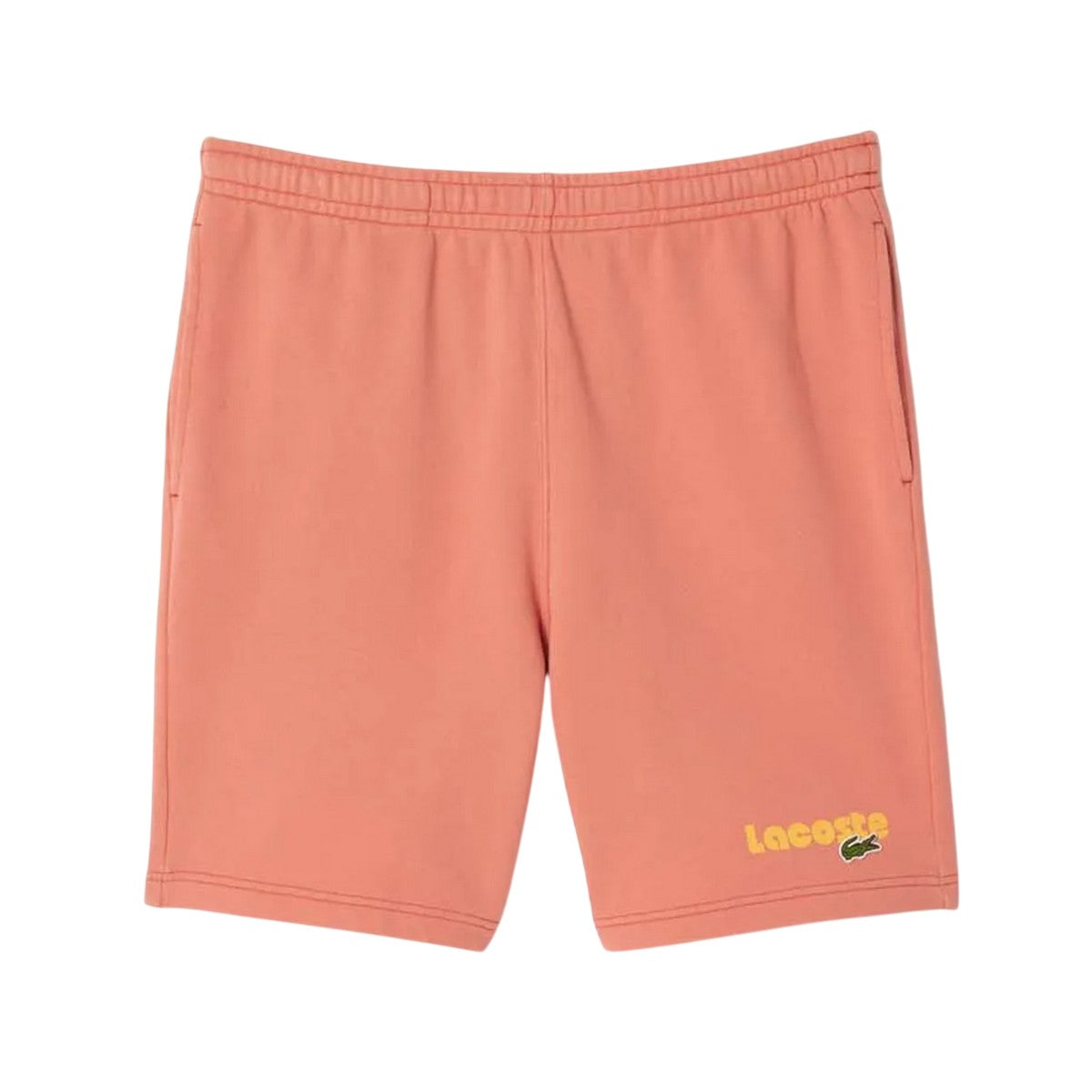 Pink - Front - Lacoste Mens Fleece Printed Washed Shorts
