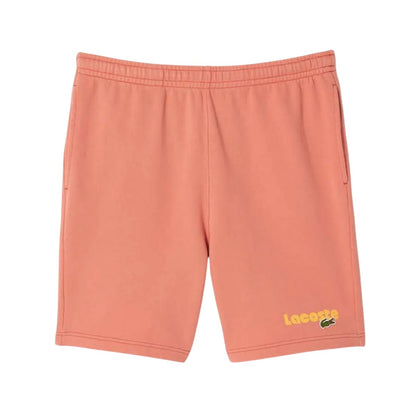 Pink - Front - Lacoste Mens Fleece Printed Washed Shorts