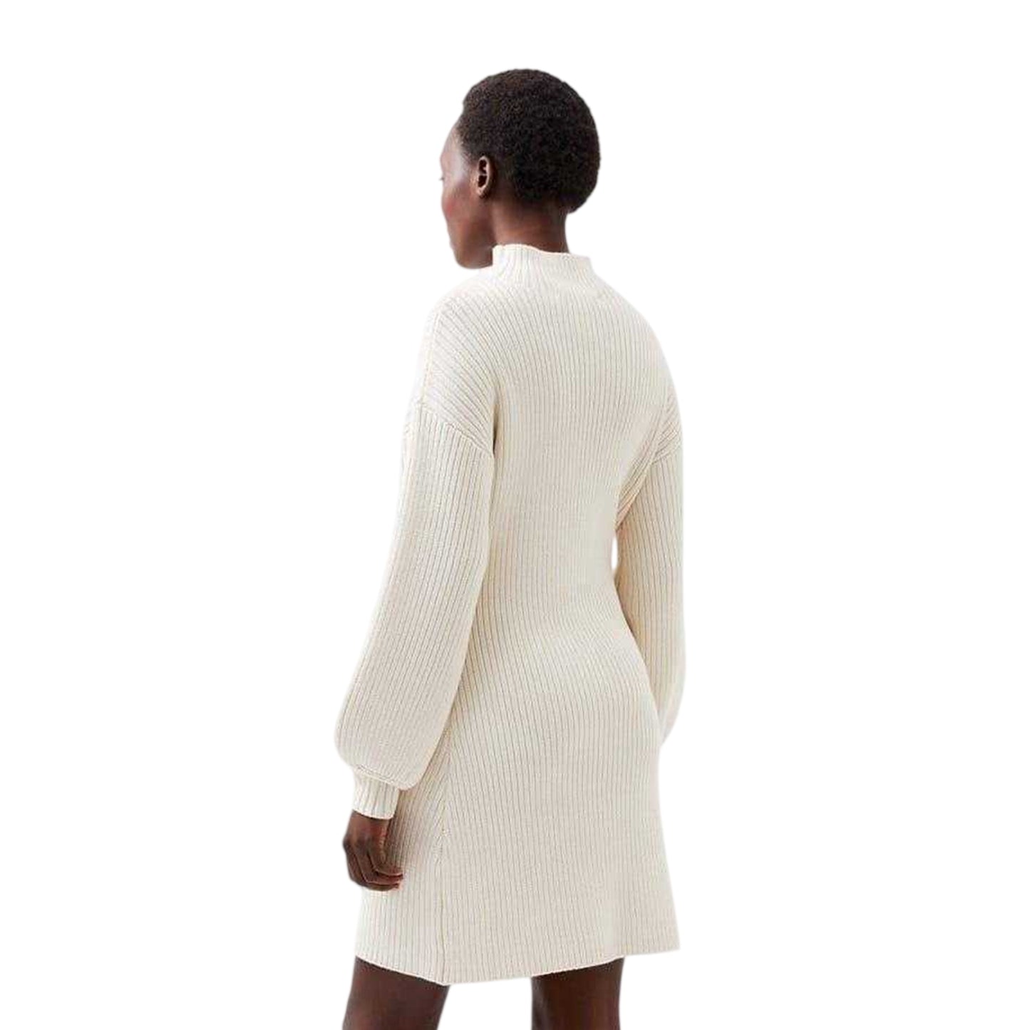 Cream - Back - French Connection Womens-Ladies Myla High-Neck Sweater Dress