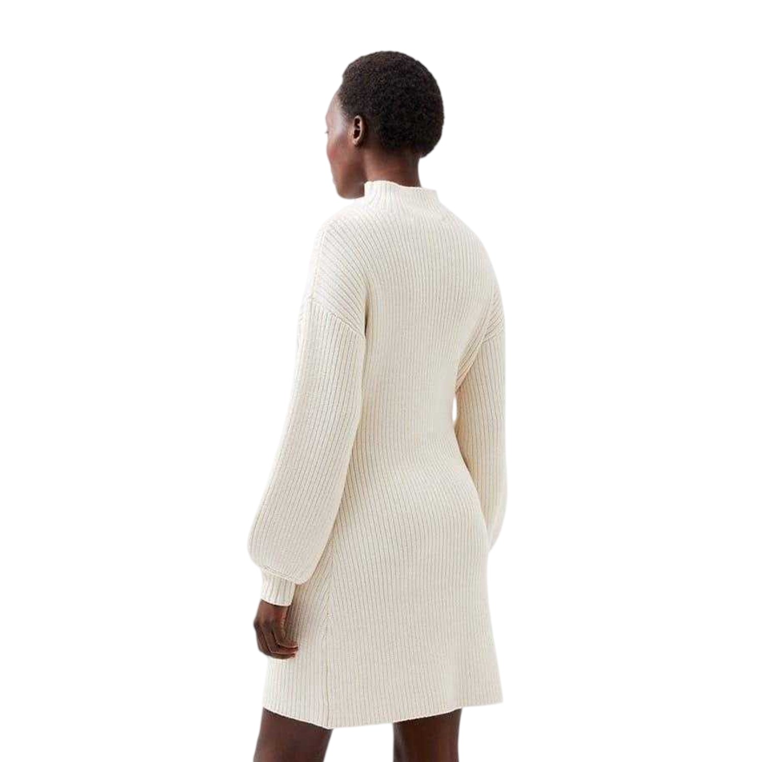 Cream - Back - French Connection Womens-Ladies Myla High-Neck Sweater Dress