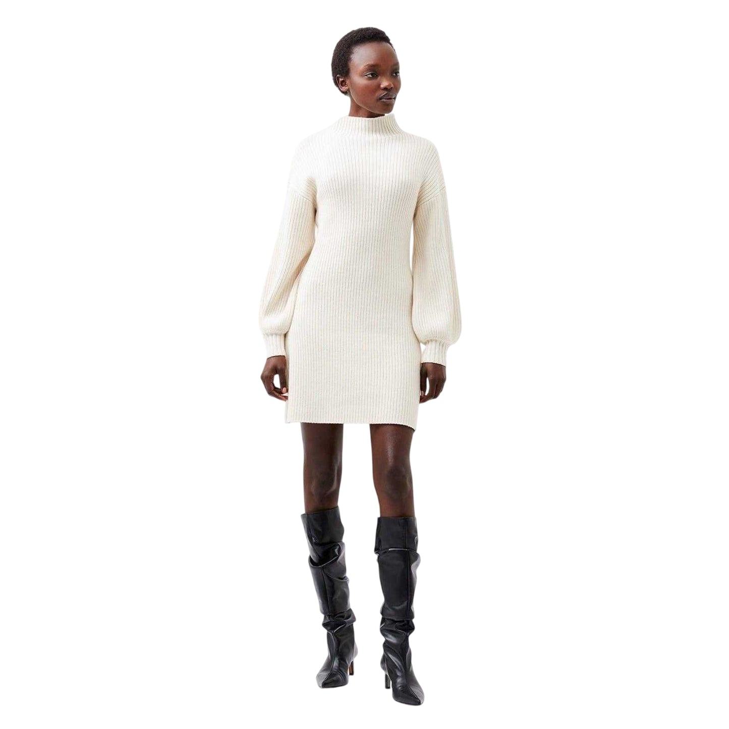 Cream - Lifestyle - French Connection Womens-Ladies Myla High-Neck Sweater Dress