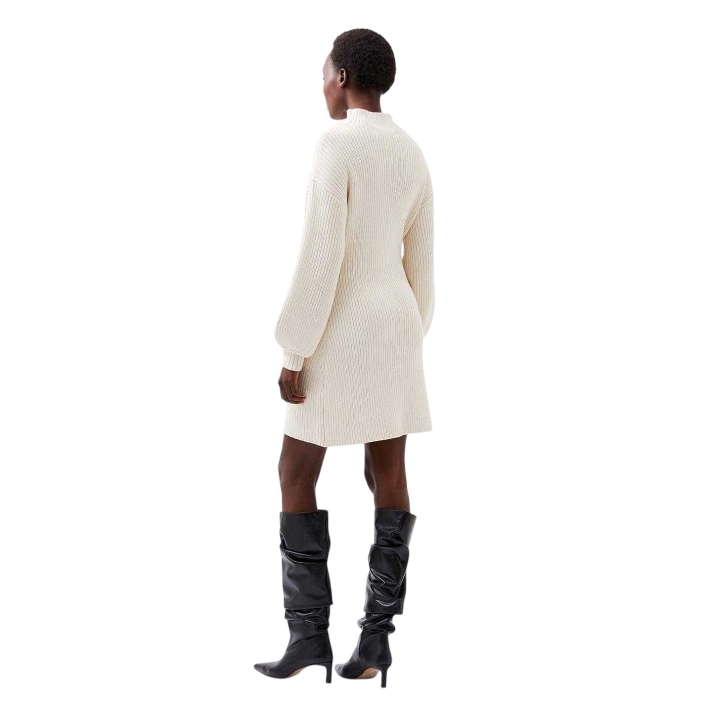 Cream - Pack Shot - French Connection Womens-Ladies Myla High-Neck Sweater Dress
