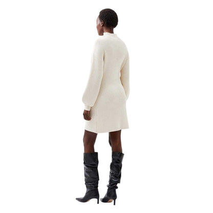 Cream - Pack Shot - French Connection Womens-Ladies Myla High-Neck Sweater Dress