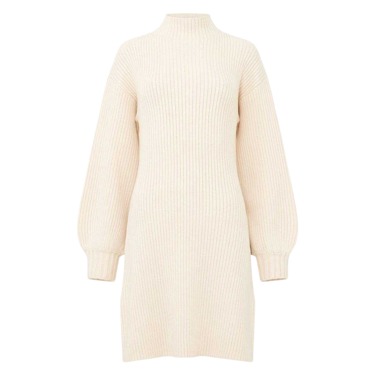 Cream - Front - French Connection Womens-Ladies Myla High-Neck Sweater Dress