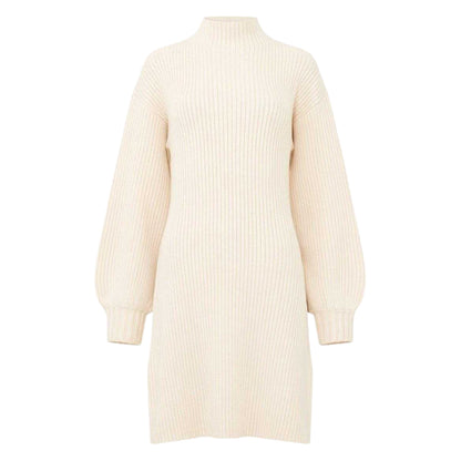 Cream - Front - French Connection Womens-Ladies Myla High-Neck Sweater Dress