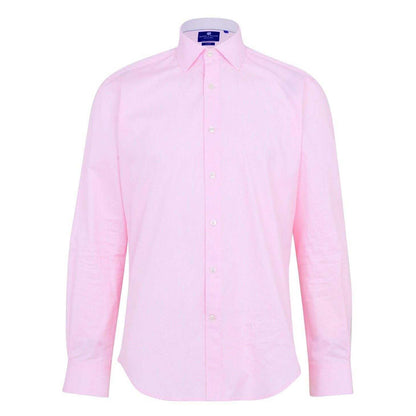 Pink - Front - Haines and Bonner Mens Poplin Tailored Long-Sleeved Formal Shirt