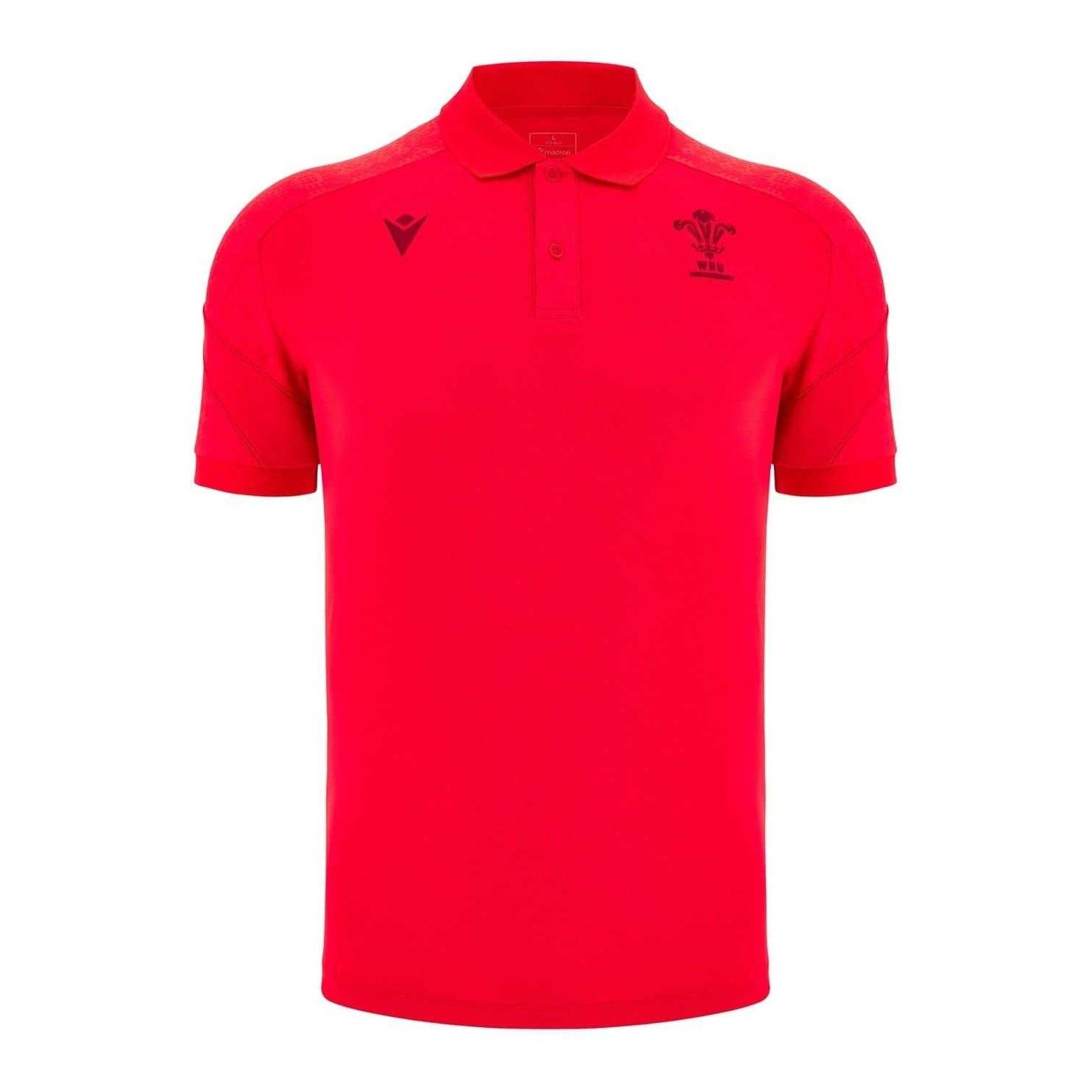Red - Front - Wales RU Mens 2025 Travel Polo Shirt