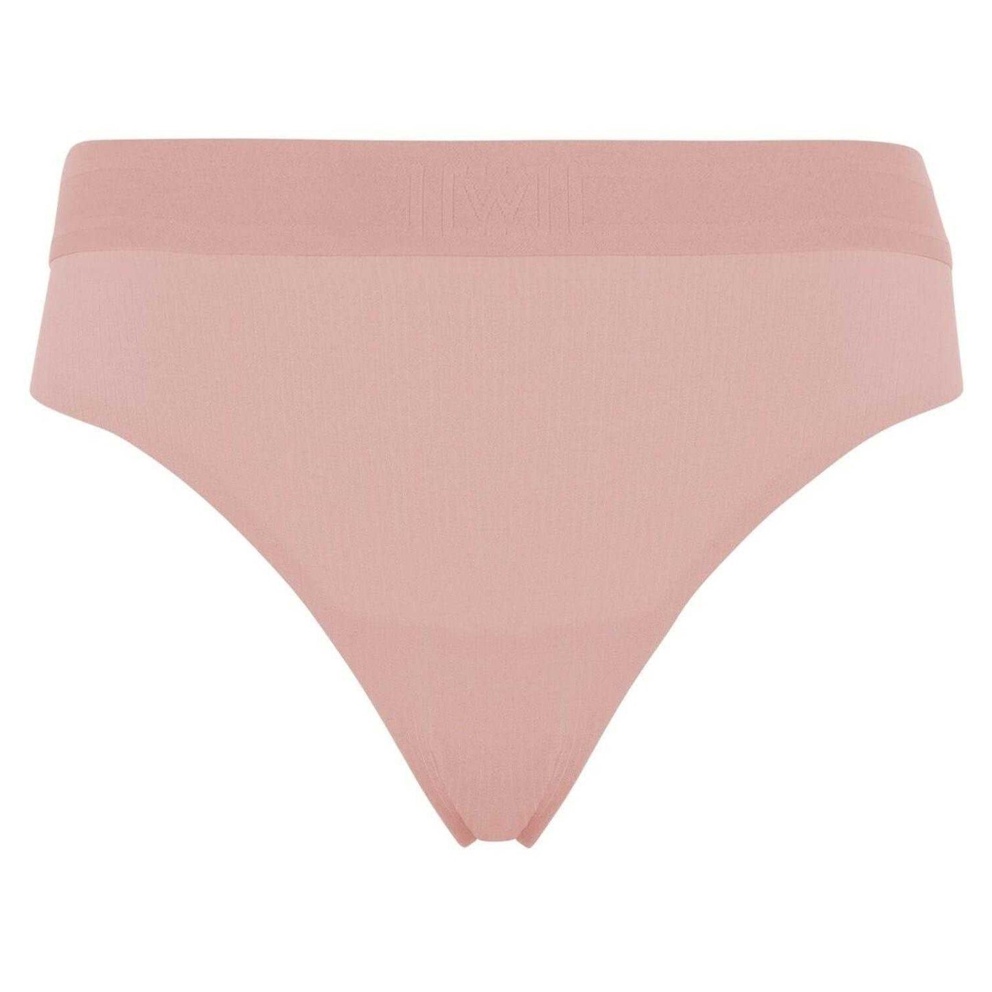 Powder Pink - Front - Wolford Womens-Ladies Ribbed High Waist Thong