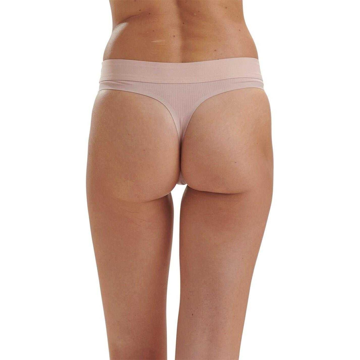 Powder Pink - Back - Wolford Womens-Ladies Ribbed High Waist Thong