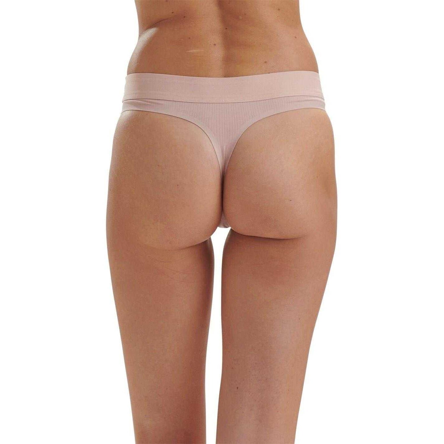 Powder Pink - Back - Wolford Womens-Ladies Ribbed High Waist Thong