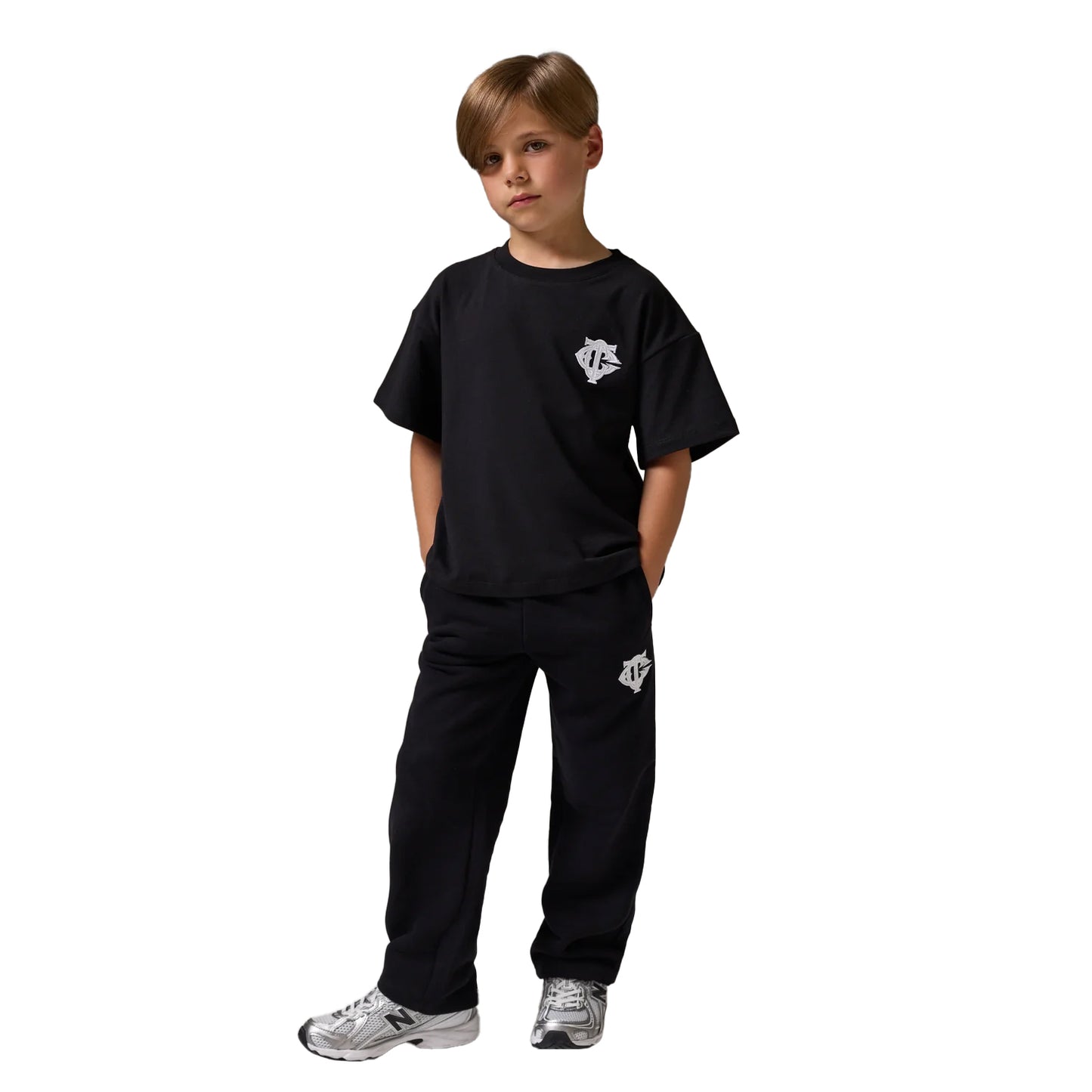 Black - Side - Couture Childrens-Kids Emblem Relaxed Fit Joggers