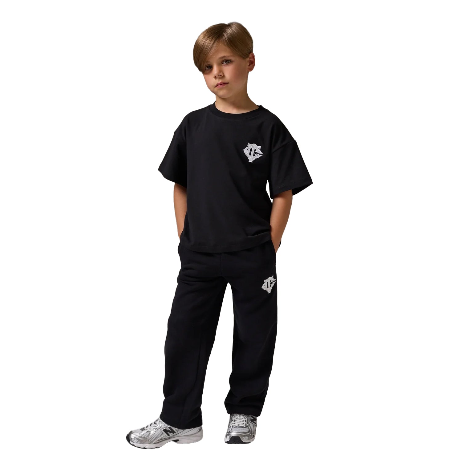 Black - Side - Couture Childrens-Kids Emblem Relaxed Fit Joggers