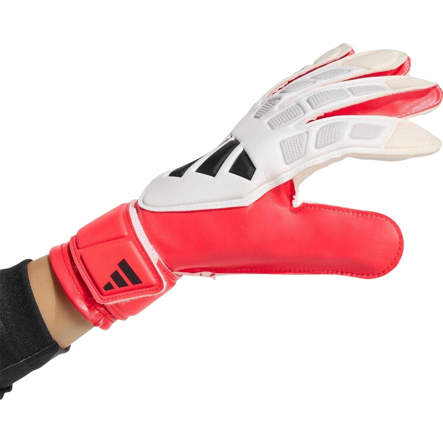 White-Red - Back - Adidas Childrens-Kids Predator Training Goalkeeper Gloves